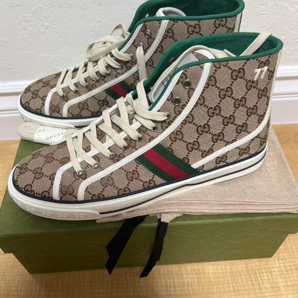 Gucci Tennis 1977 Canvas High Top Beige GG Print - Picture 8 of 8